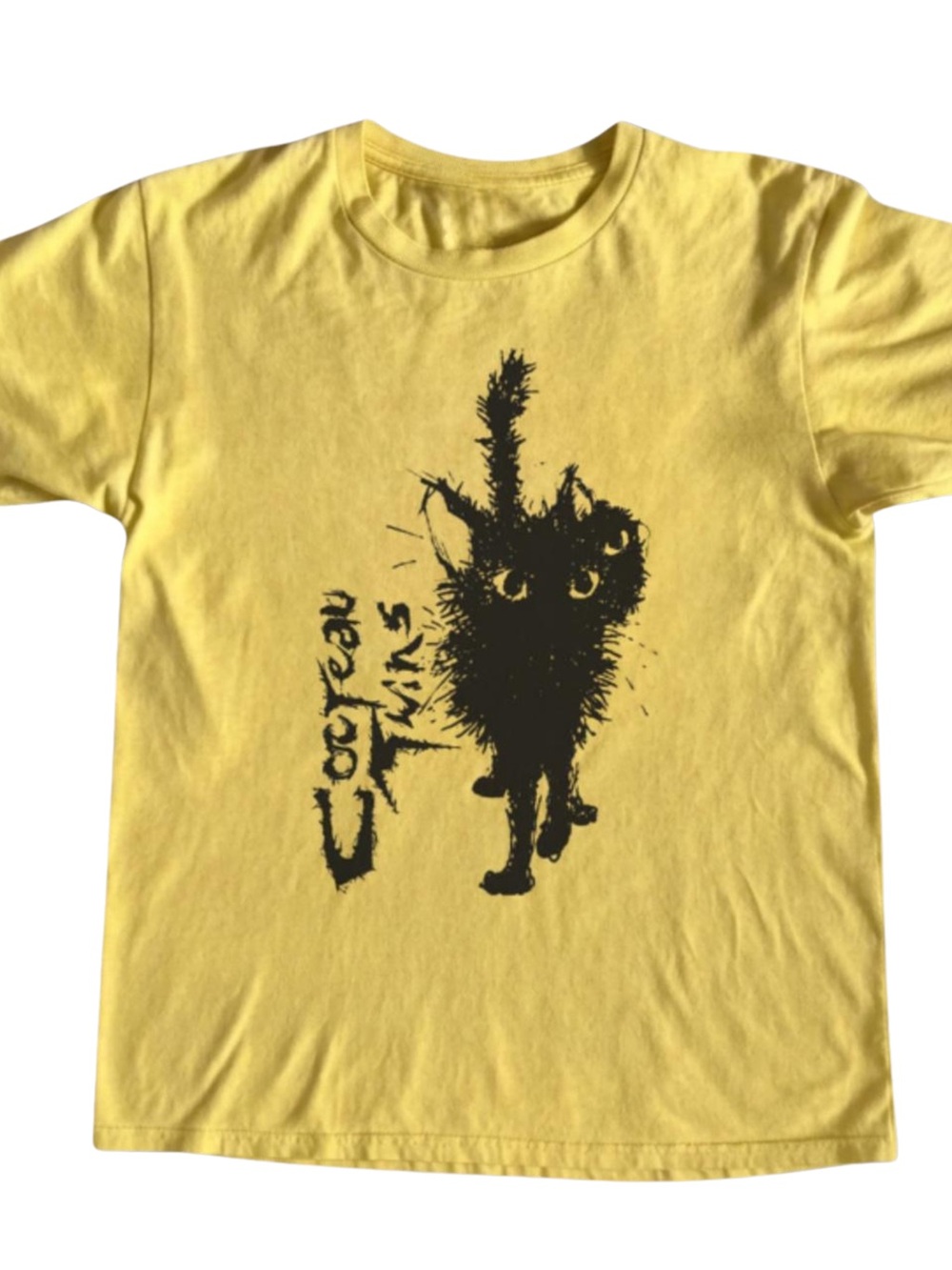 Gildan Yellow Tee with Black Cat Graphic, Gift For Her, For Him